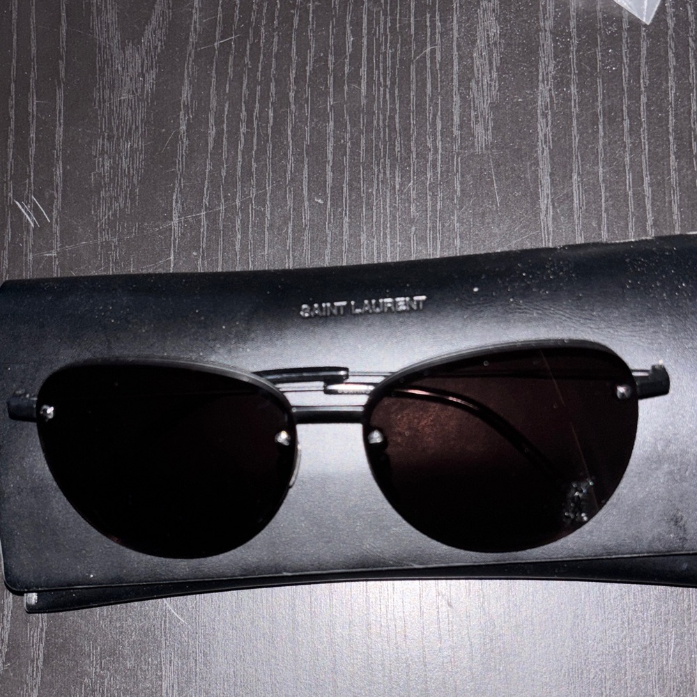 Saint Laurent Black Aviator Sunglasses